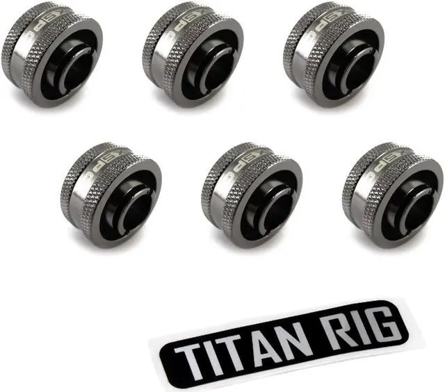 Main image of XSPC G1/4" to 1/2" ID, 3/4" OD Compression Fitting V2 for Soft Tubing, Black Chrome, 6-pack