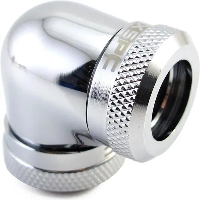 Alt view image 2 of 8 - XSPC 10mm ID, 14mm OD Rigid Tubing 90 Degree Elbow Fitting, Chrome, 4-pack