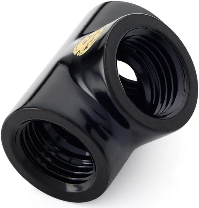 Alt view image 3 of 8 - Bitspower T-Block Fitting with Triple G1/4" Female, Matte Black