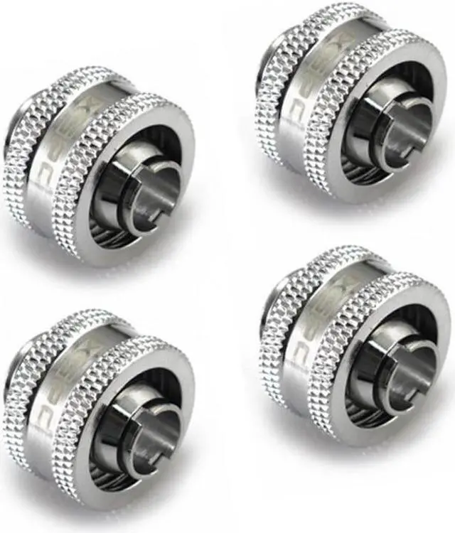 Alt view image 2 of 7 - XSPC G1/4 to 3/8 ID, 5/8 OD Compression Fitting V2, Chrome, 4-pack