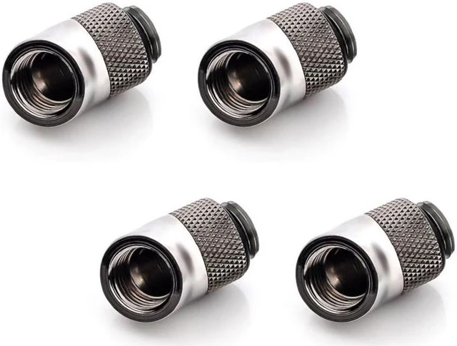 Main image of Bitspower G1/4" Male to Female Extender Fitting, 45 Degree Rotary, Black Sparkle, 4-pack