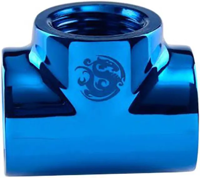 Alt view image 4 of 5 - Bitspower T-Block Fitting with Triple G1/4" Female, Royal Blue