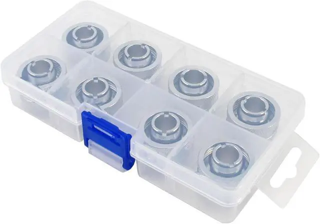 Alt view image 2 of 8 - XSPC G1/4" to 1/2" ID, 3/4" OD Compression Fitting V2 for Soft Tubing, Chrome, 8-pack