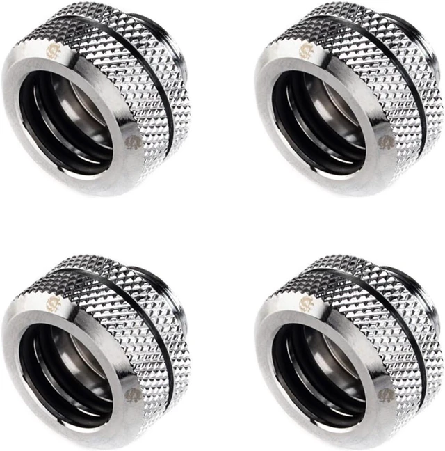 Main image of Bitspower G1/4" to Enhance Multi-Link Fitting for 14mm OD Rigid Tubing, Silver Shining, 4-pack