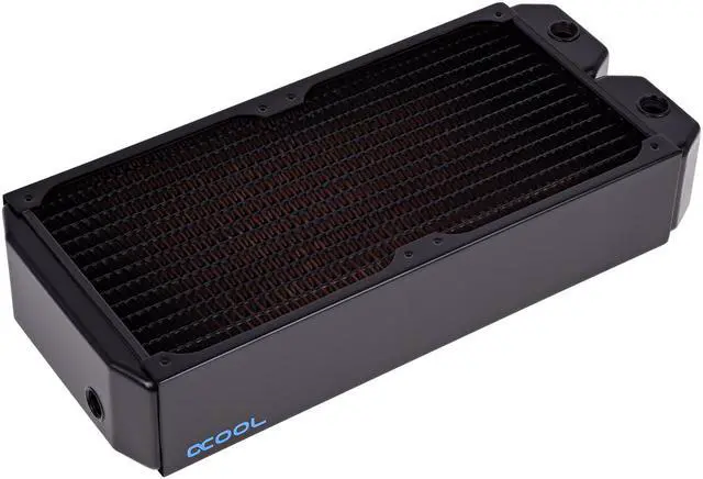 Alt view image 7 of 14 - Alphacool NexXxos UT60 Full Copper Radiator 240, 120mm x 2, Dual Fan, Black