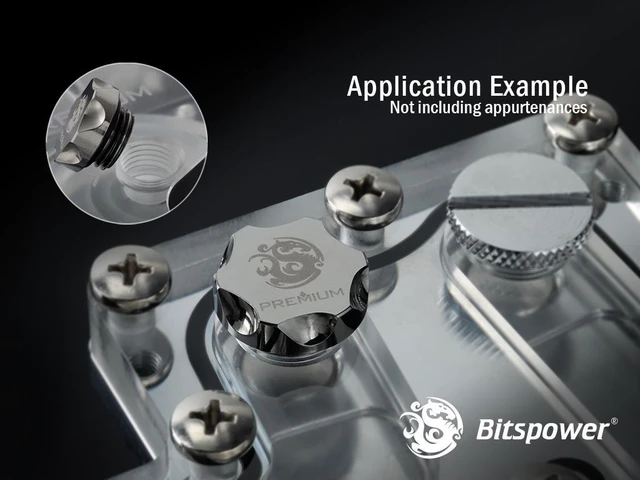 Alt view image 2 of 4 - Bitspower Premium G1/4" Stop Fitting, Black Sparkle, 4-pack