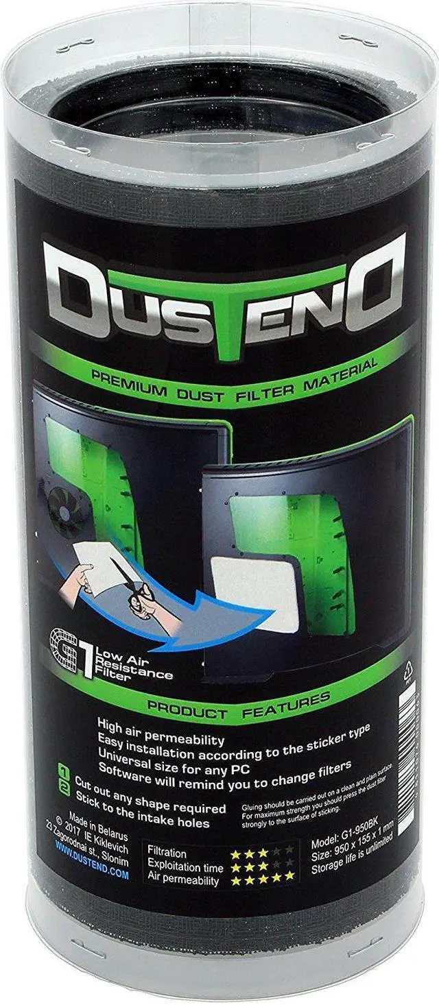 Alt view image 6 of 9 - DustEND G1 - Premium dust filter material for PC case/fan 950x155x1mm (Black)