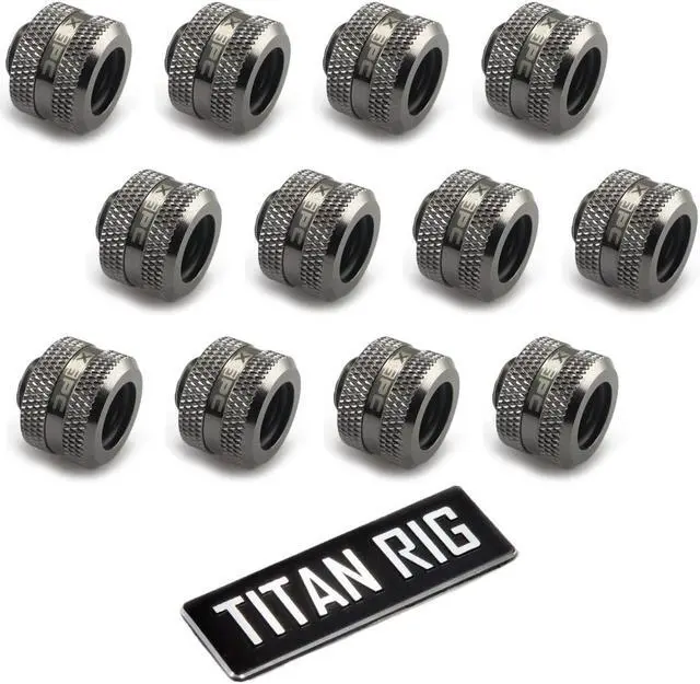 Main image of XSPC G1/4" to 10mm ID, 14mm OD Rigid Tubing Fitting, Black Chrome, 12-pack