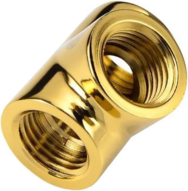 Alt view image 3 of 4 - Bitspower T-Block Fitting with Triple G1/4" Female, True Brass