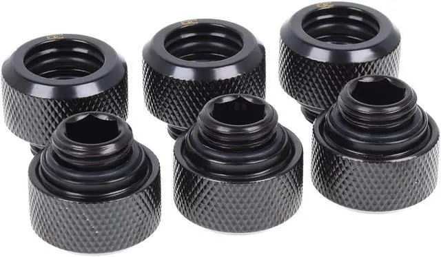Alt view image 4 of 7 - Alphacool Eiszapfen G1/4" HardTube Compression Fitting for Plexi (Acrylic) / Brass Hard Tubes, 13mm OD, Deep Black, 6-pack