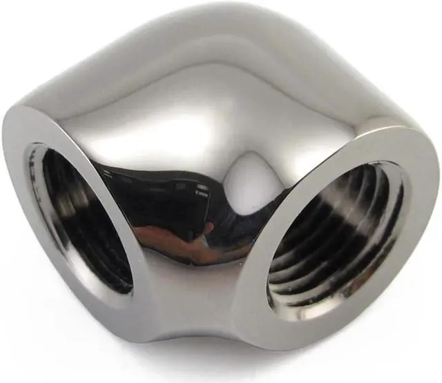 Main image of XSPC G1/4" Female to Female 90 Degree Elbow Fitting, Black Chrome