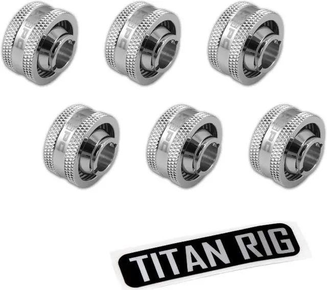 Main image of XSPC G1/4" to 1/2" ID, 3/4" OD Compression Fitting V2 for Soft Tubing, Chrome, 6-pack