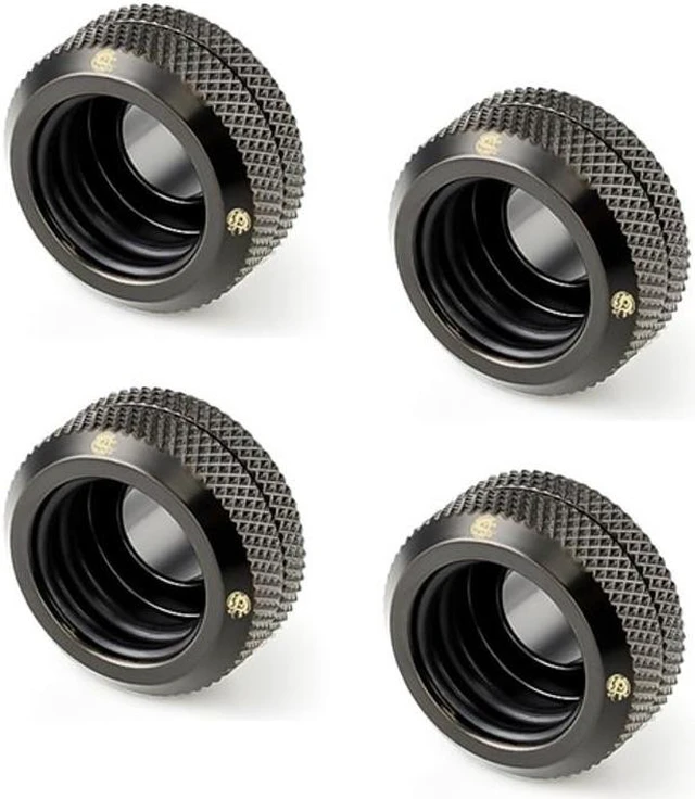 Main image of Bitspower G1/4" to Enhance Multi-Link Fitting for 16mm OD Rigid Tubing, Matte Black, 4-pack