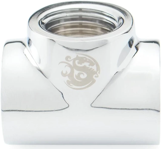 Alt view image 4 of 7 - Bitspower T-Block Fitting with Triple G1/4" Female, Silver Shining