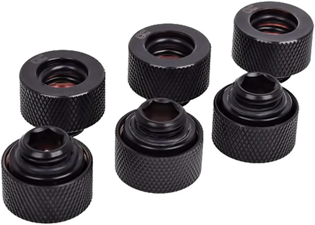 Main image of Alphacool HT G1/4" Compression Fitting for Plexi (Acrylic) / Brass Hard Tubes, 13mm OD, Deep Black, 6-pack