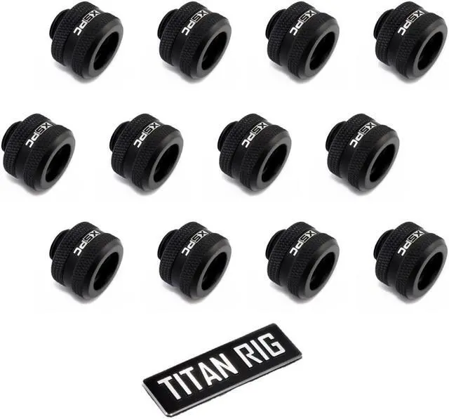 Main image of XSPC G1/4" to 10mm ID, 14mm OD Rigid Tubing Fitting, Matte Black, 12-pack