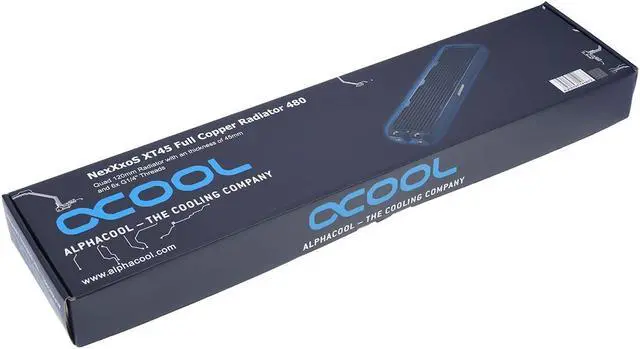 Alt view image 9 of 10 - Alphacool NexXxos XT45 Full Copper Radiator 480, 120mm x 4, Quad Fan, Black