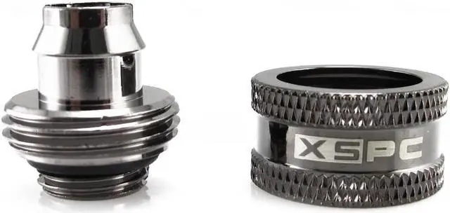 Alt view image 3 of 7 - XSPC G1/4" to 3/8" ID, 5/8" OD Compression Fitting V2 for Soft Tubing, Black Chrome, 6-pack