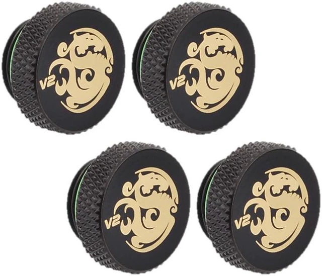 Main image of Bitspower G1/4" Stop Fitting V2, Matte Black, 4-pack