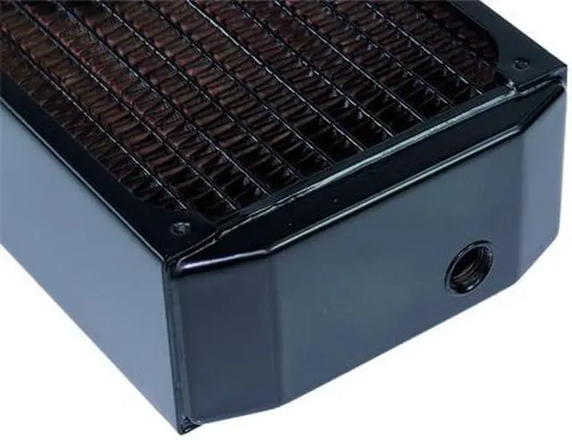 Alt view image 8 of 14 - Alphacool NexXxos UT60 Full Copper Radiator 240, 120mm x 2, Dual Fan, Black