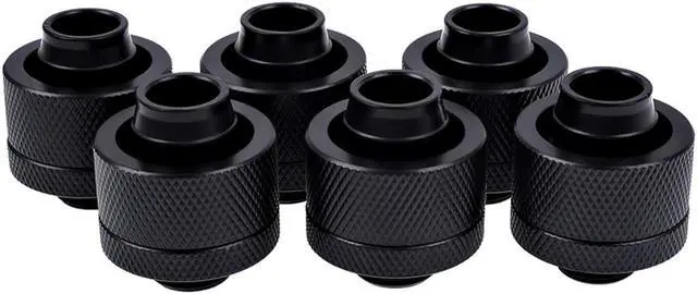 Alt view image 4 of 8 - Alphacool Eiszapfen G1/4" to 13mm ID 19mm OD Compression Fitting Black 6 Pack