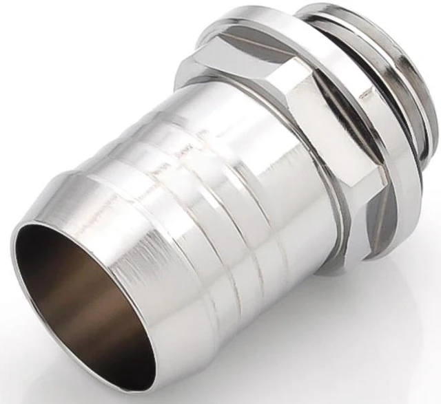 Alt view image 2 of 5 - Bitspower G1/4" to 1/2" Barb Fitting for Soft Tubing, Silver Shining, 4-pack