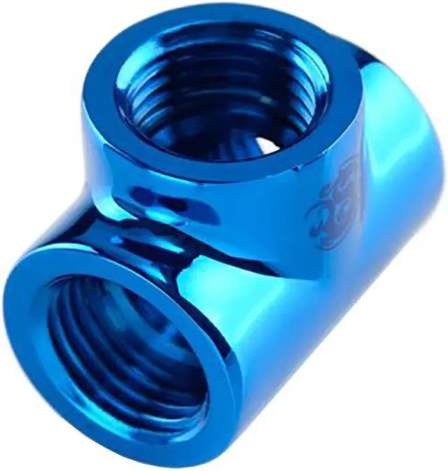Alt view image 2 of 5 - Bitspower T-Block Fitting with Triple G1/4" Female, Royal Blue