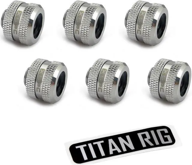 Main image of XSPC G1/4" to 10mm ID, 14mm OD Rigid Tubing Fitting, Chrome, 6-pack