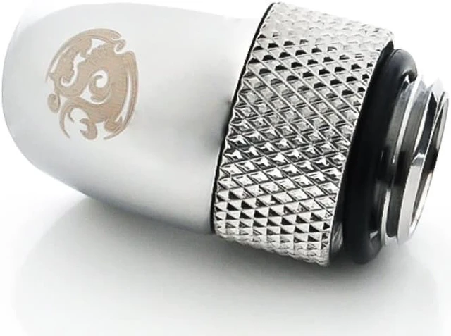 Alt view image 4 of 7 - Bitspower G1/4" Male to Female Extender Fitting, 45 Degree Rotary, Silver Shining, 4-pack