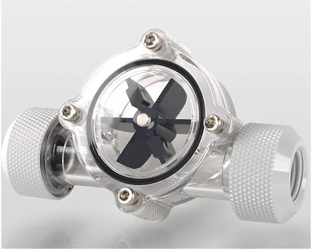 Alt view image 2 of 4 - Bitspower G1/4" Flow Indicator, Clear Main Body, Black Blade, Deluxe White