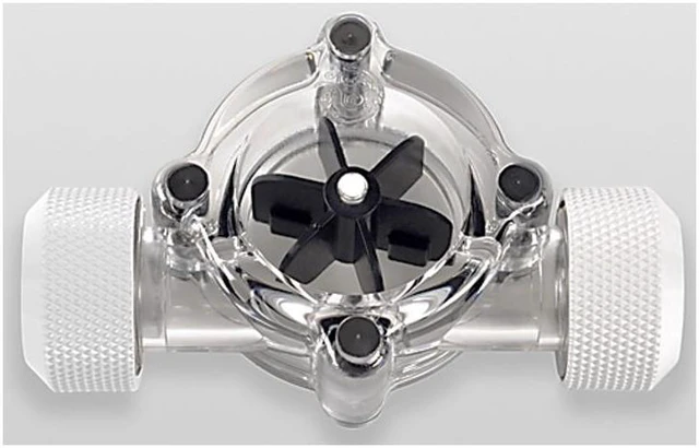 Main image of Bitspower G1/4" Flow Indicator, Clear Main Body, Black Blade, Deluxe White