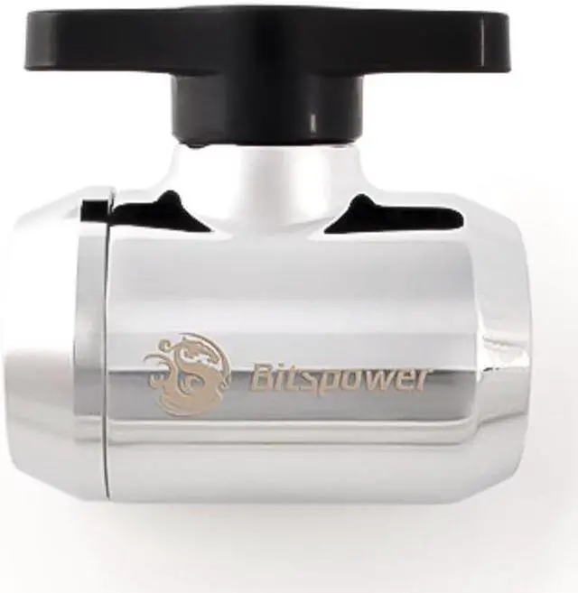 Alt view image 2 of 6 - Bitspower G1/4" Mini Valve with Black Handle, Silver Shining Body