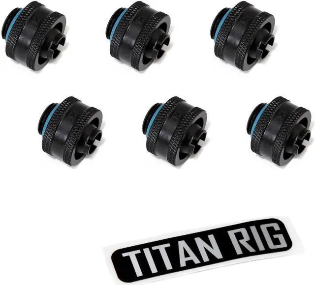 Main image of XSPC G1/4" to 3/8" ID, 5/8" OD Compression Fitting V2 for Soft Tubing, Matte Black, 6-pack