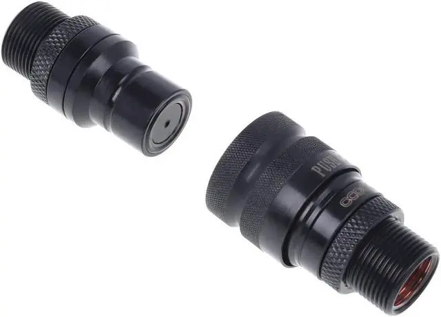 Alt view image 3 of 7 - Alphacool Eiszapfen HF Quick Release Connector Kit with Double Bulkhead G1/4" Inner Thread, Deep Black