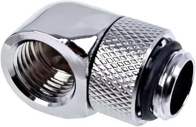 Alt view image 3 of 7 - Alphacool Eiszapfen G1/4" Male to Female Extender, 90 Degree Rotary, Chrome, 4-pack