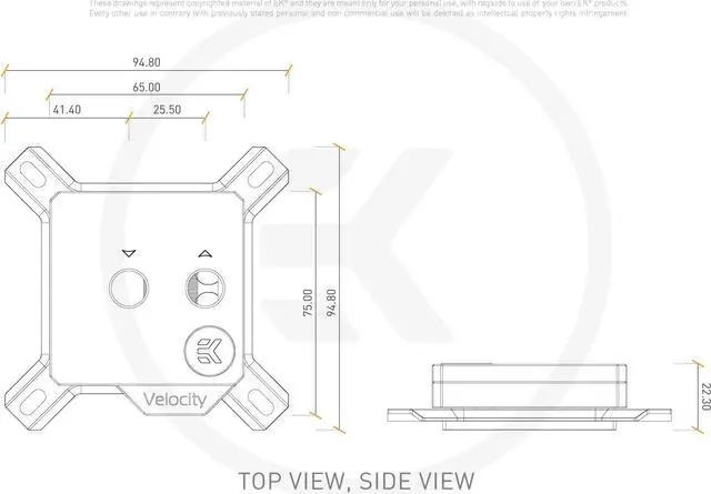 Alt view image 7 of 7 - EKWB EK-Quantum Velocity CPU Water Block, Intel CPU, Copper/Acetal