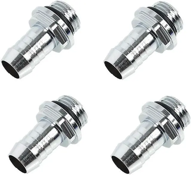 Main image of Alphacool HF G1/4" to 10mm ID "FatBoy" Barb Fitting for Soft Tubing, Chrome, 4-pack