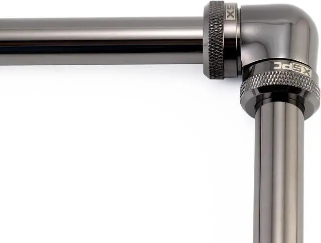 Alt view image 5 of 7 - XSPC 10mm ID, 14mm OD Rigid Tubing 90 Degree Elbow Fitting, Black Chrome, 4-pack