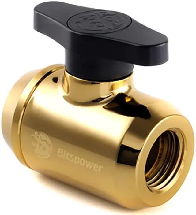 Alt view image 2 of 3 - Bitspower G1/4" Mini Valve with Black Handle, True Brass Body