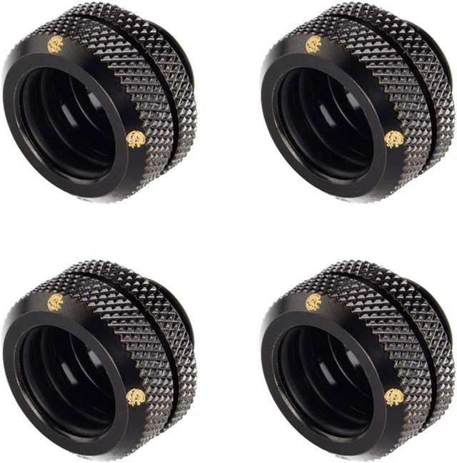 Main image of Bitspower G1/4" to Enhance Multi-Link Fitting for 14mm OD Rigid Tubing, Matte Black, 4-pack