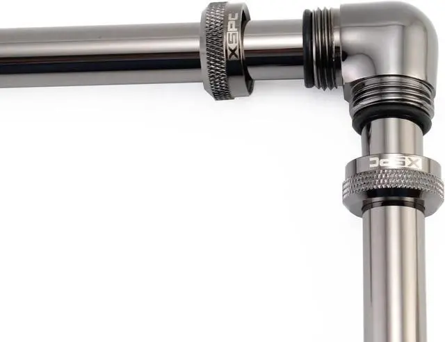 Alt view image 4 of 7 - XSPC 10mm ID, 14mm OD Rigid Tubing 90 Degree Elbow Fitting, Black Chrome, 4-pack