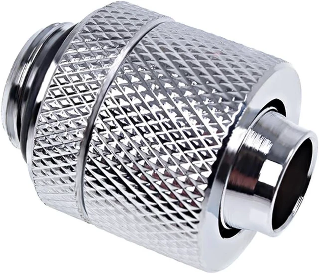Alt view image 3 of 9 - Alphacool Eiszapfen G1/4" to 10mm ID, 13mm OD Compression Fitting for Soft Tubing, Chrome, 6-pack