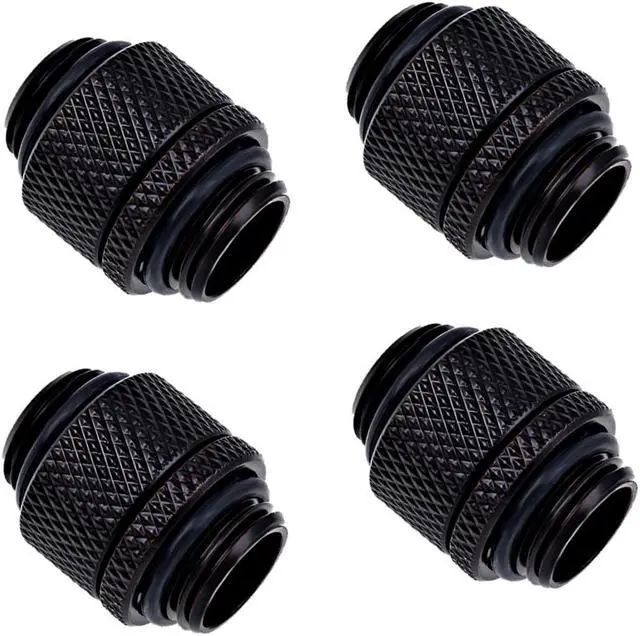 Main image of Alphacool Eiszapfen G1/4" Male to Male 10mm Extender Fitting, Rotary, Deep Black, 4-pack