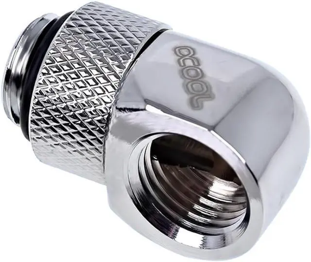 Alt view image 2 of 7 - Alphacool Eiszapfen G1/4" Male to Female Extender, 90 Degree Rotary, Chrome, 4-pack