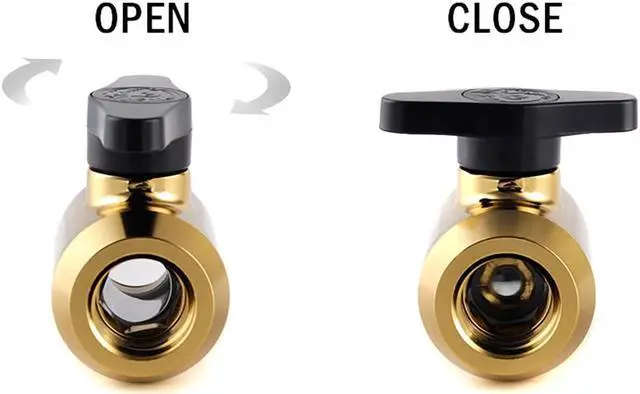 Alt view image 3 of 3 - Bitspower G1/4" Mini Valve with Black Handle, True Brass Body