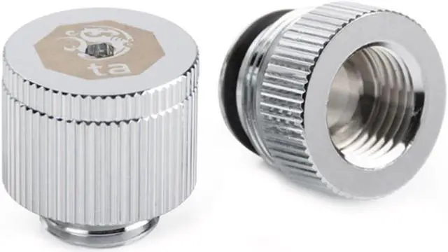 Alt view image 2 of 6 - Bitspower Touchaqua Water-exhaust Fitting V2, Glorious Silver, 2-pack BPTA-EFW-V2-GS