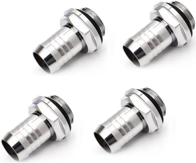 Main image of Bitspower G1/4" to 3/8" Barb Fitting for Soft Tubing, Silver Shining, 4-pack