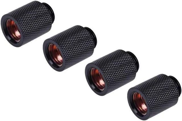 Main image of Alphacool HF G1/4" Male to Female Extender Fitting, 20mm, Deep Black, 4-pack