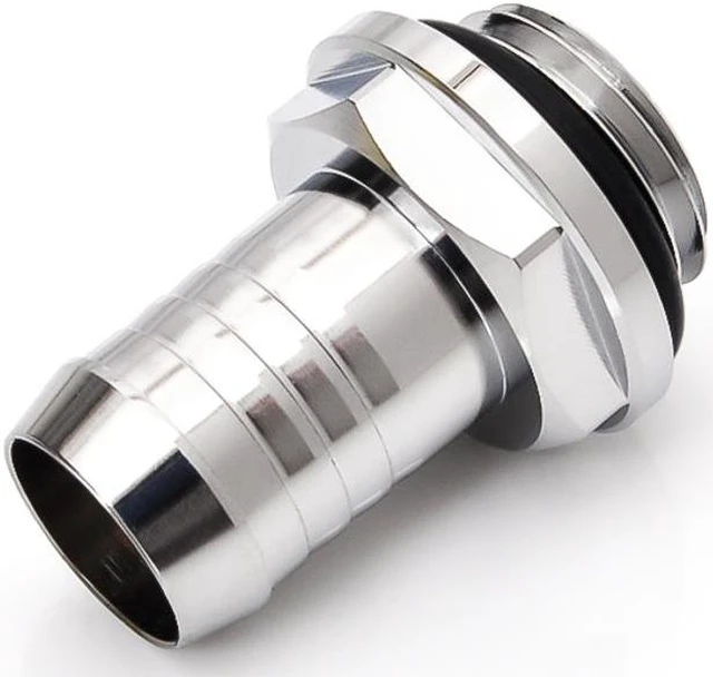 Alt view image 2 of 4 - Bitspower G1/4" to 3/8" Barb Fitting for Soft Tubing, Silver Shining, 4-pack