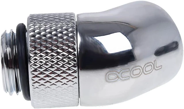 Alt view image 4 of 7 - Alphacool Eiszapfen G1/4" Male to Female Extender, 45 Degree Rotary, Chrome, 4-pack